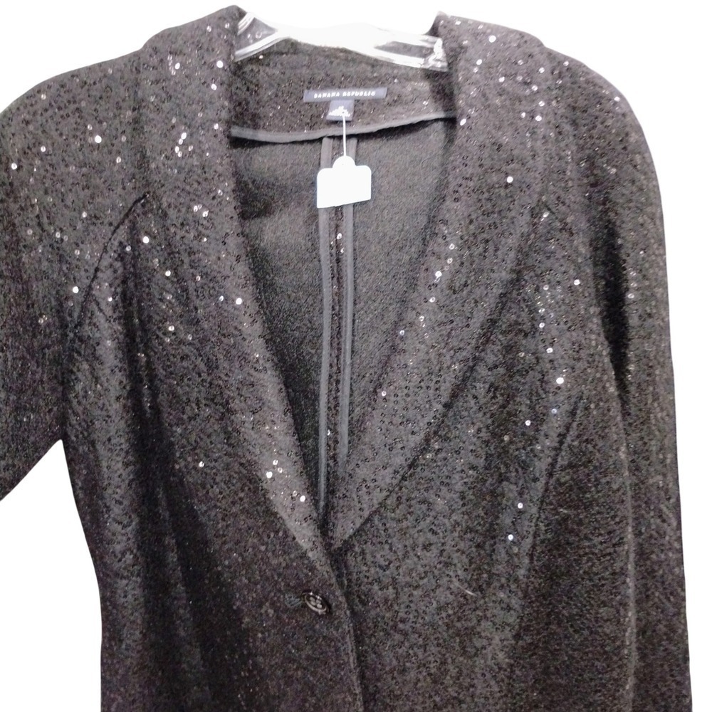 NEW Banana Republic Wool-Blend Blazer SIZE 12 BLACK  Holiday Sparkle, VINTAGE